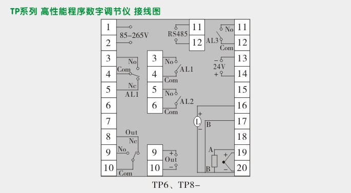 程序调节器,TP8数字调节仪接线图 程序调节器,TP8数字调节仪接线图