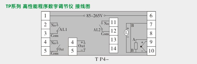 程序调节器,TP4数字调节仪接线图 程序调节器,TP4数字调节仪接线图